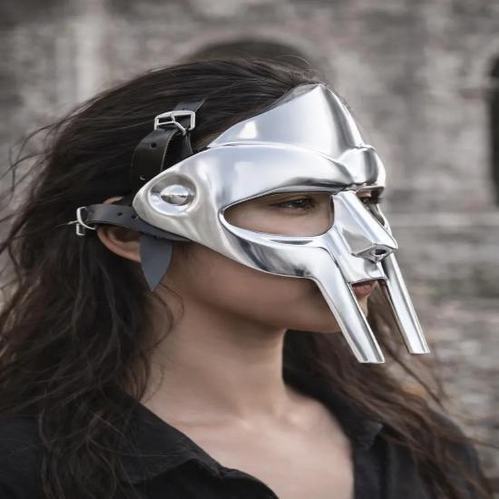 MF DOOM Inspired Gladiator Mask – Handmade Mirror Finish Metal Face Armor for Cosplay & Display