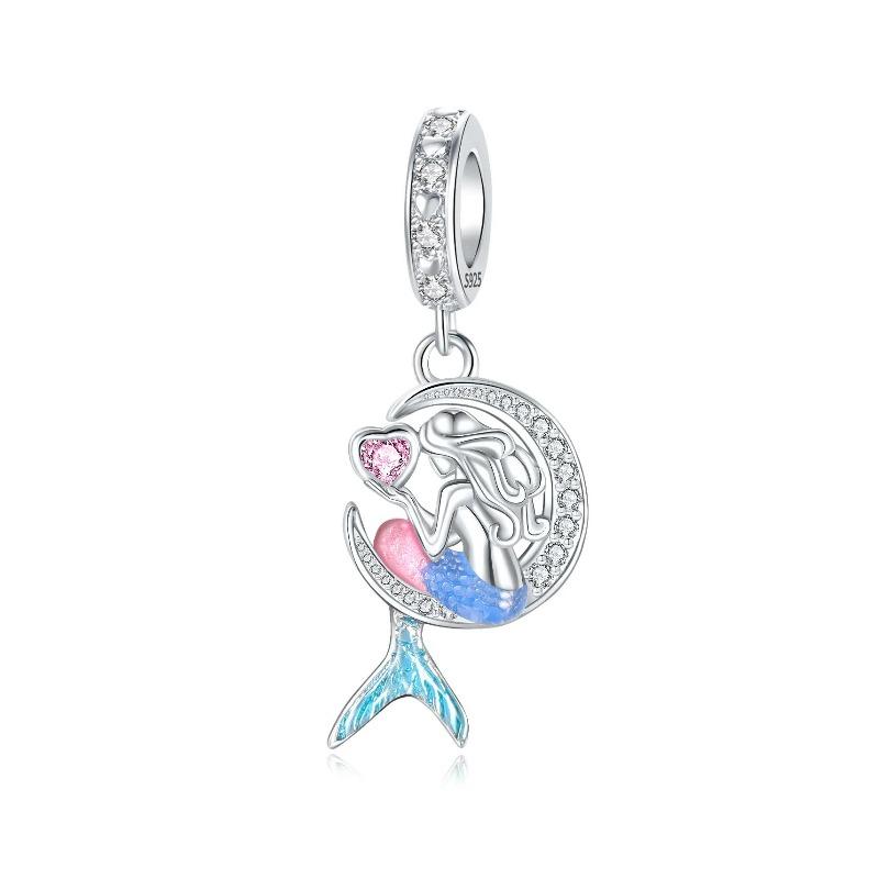 Sparkling Copper Colourful Starfish Crab Shell Conch Dangle Charm Beads Fit Original Bracelet Fine Jewelry Diy Gift