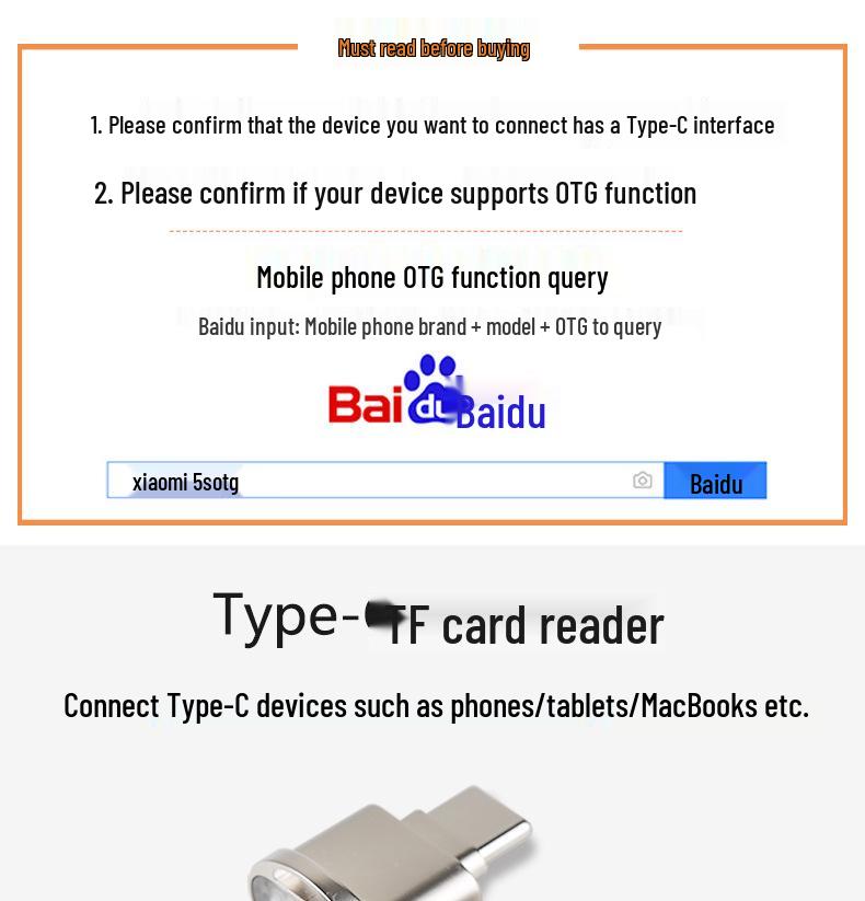 Mini-Metall-TF-Kartenleser für USB-C & Android-Geräte
