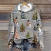 Women's Fashion Long Sleeve Christmas Print Loose Hooded Sweatshirt Top