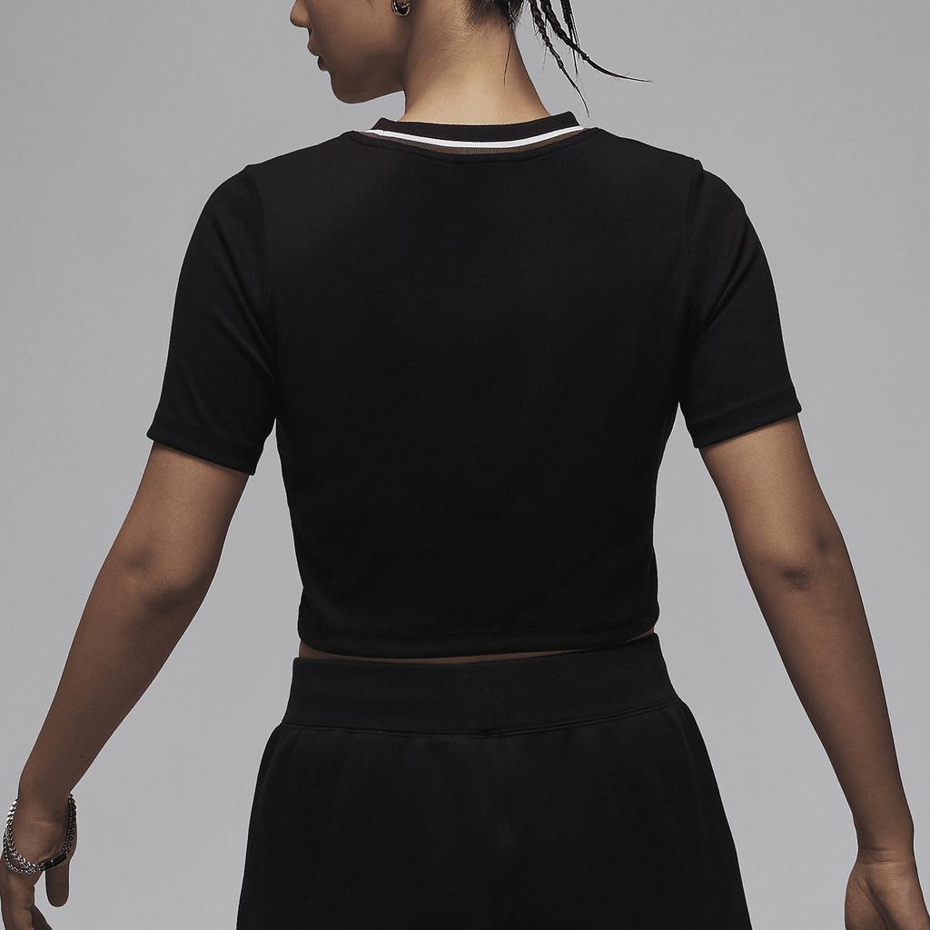 Jordan Crew Neck Logo Short Sleeve T-Shirt Women Tops Black FV7090010