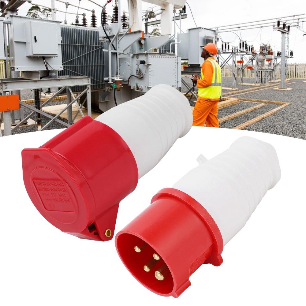 1 Set 4Pin Industrial Plug Connector 380-415V 16A Waterproof Industrial IP44 Heavy Duty Three-Phase Power Plug