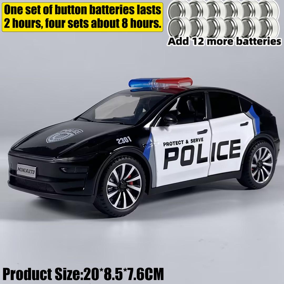 1:24 Modell Y US-Polizei Modifizierte Version Polizei-SUV Legierung Metall Druckguss Modellauto Simulationsfahrzeug Zuhause Trendiges Ornament Geschenk