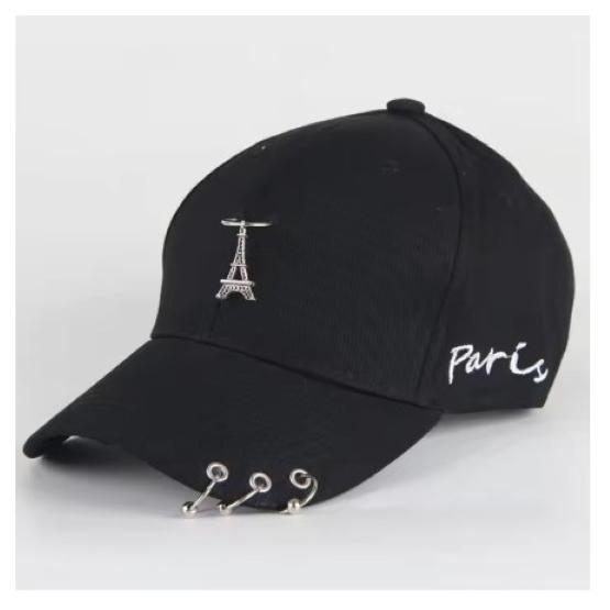 Baseball Cap Hat Metal Ring Chain Spring Summer Autumn Punk Hip Hop Rock Adjustable Unisex Men Women Outdoor Casual Cotton