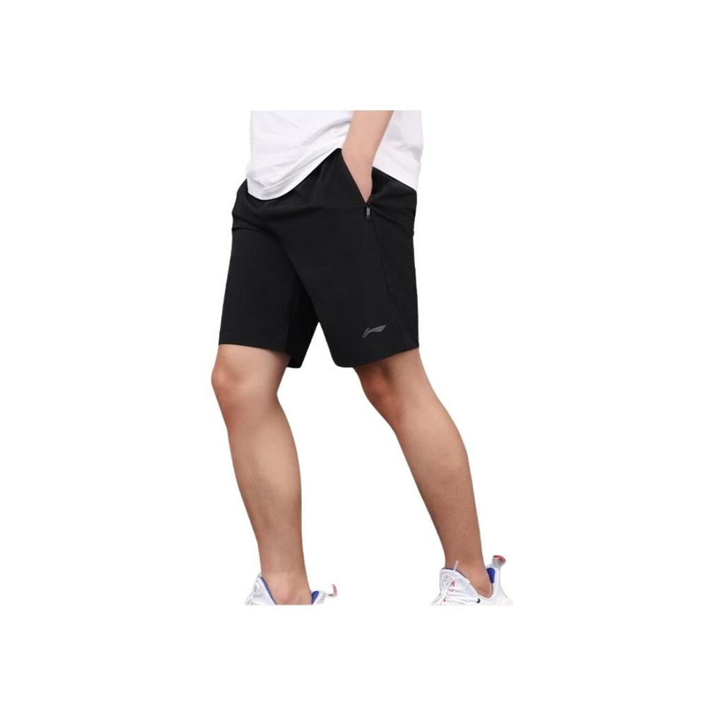 Li Ning Sports Lifestyle Series Solid Color Comfortable Versatile Simple Sports Shorts Men Shorts Black AKST763-1