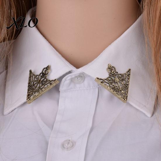 Alloy Shirt Embellishment 1 Pair Vintage Collar Clip, Hollow-Out Decoration Fixing Clip Triangle Brooch Pin for Men Women
