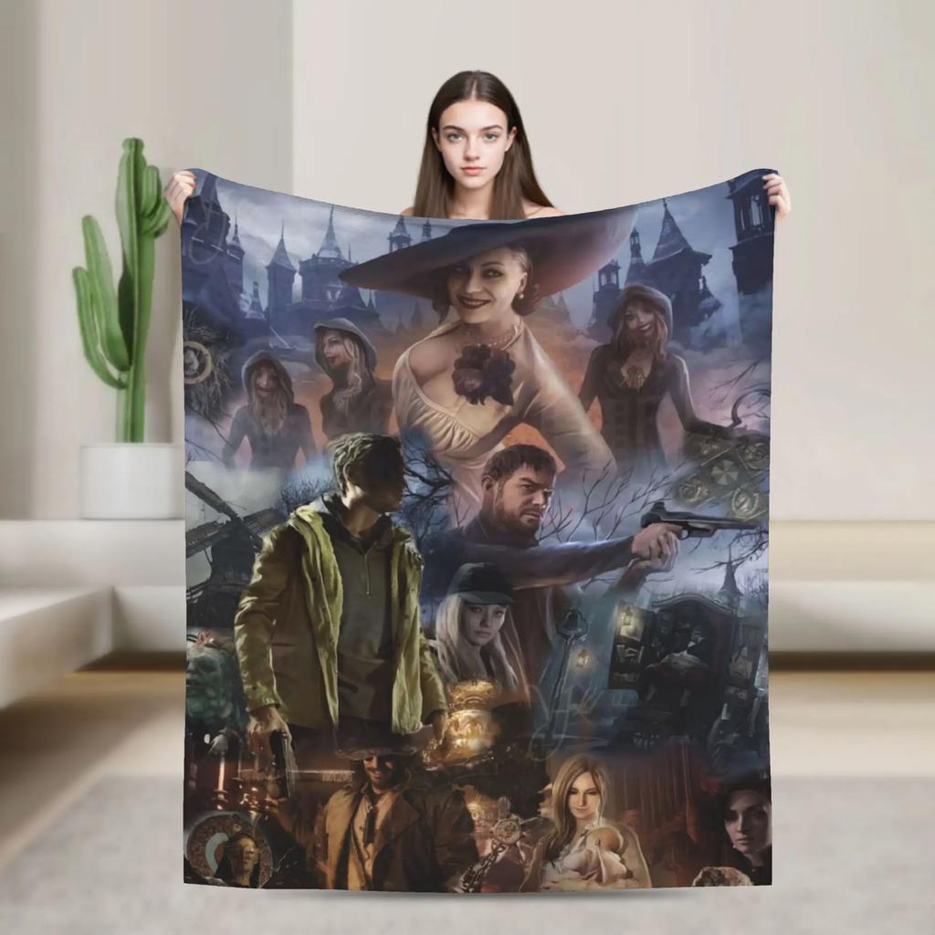 Resident Evil Village Fleece-Decke Warme Bettwäsche Überwurf für den Winter Heimdekoration Kinder Erwachsene Neuheit Tagesdecke