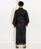 Yukata set Plain x Black Square [Kyoetsu] Men's Set, Black, Navy, Stylish, C, 4-piece (M, C-7. (One-touch Obi, Purple))