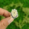 Natural Plume Agate Gemstone 925 Silver Promise Adjustable Ring For Girls