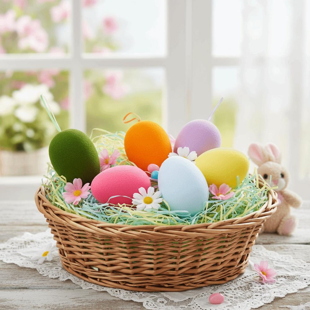 Fabric Foam Material Flocking Egg Ornament Flocking Design Handmade Craft  Easter Decoration