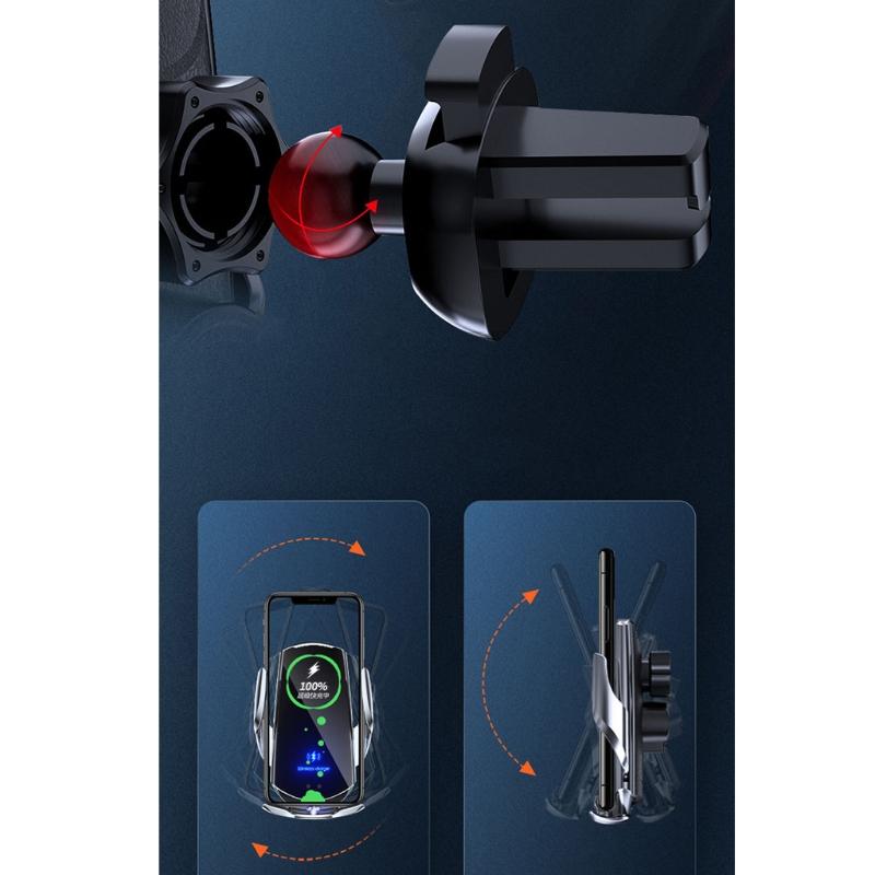 Suporte automotivo premium para celular, carregador sem fio, abertura por indução, fechamento de navegação, estrutura de fixação, suporte automático