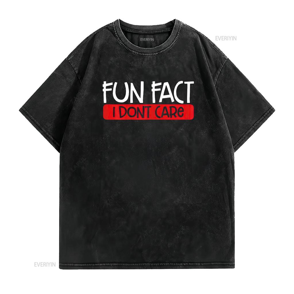 Fun Fact I Dont Care Funny Sarcastic Quote Sarcasm Womens T Shirt Black 3X Large vintage Washed streetwear fashion Casual homme