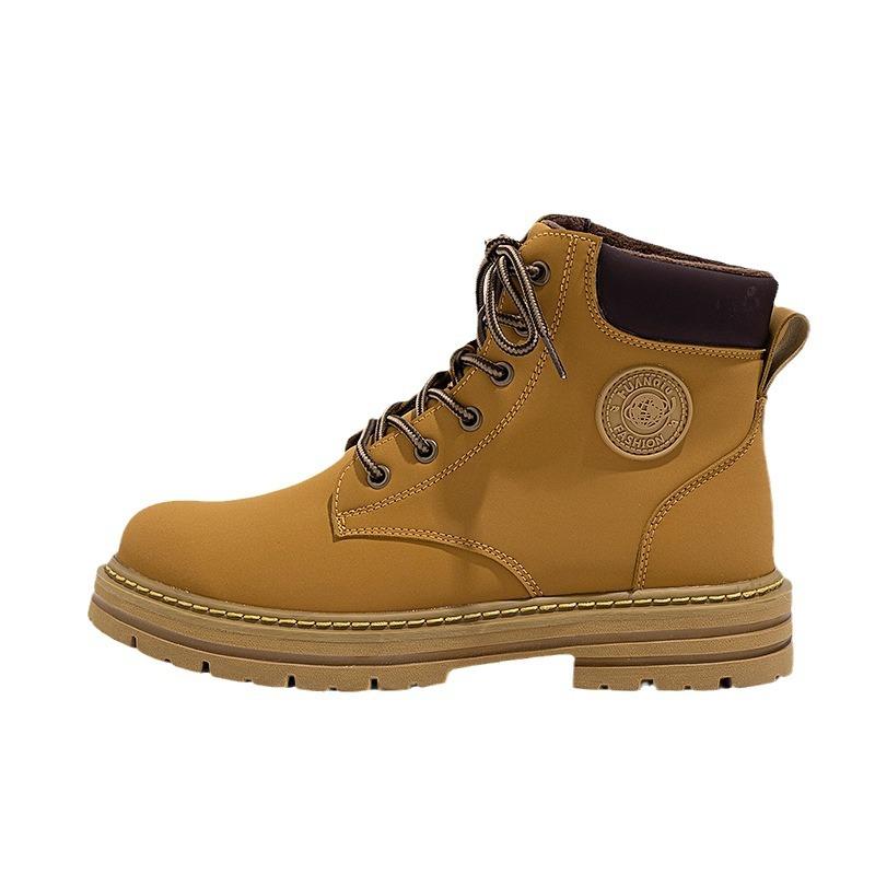 Global velvet Martin boots men's shoes winter high-top British style tooling outdoor big yellow boots shoes men's HB778-1