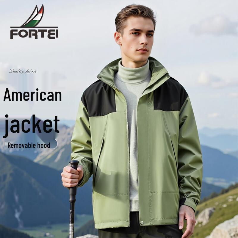 

Men s 2-in-1 American Style Detachable Hooded Jacket XL