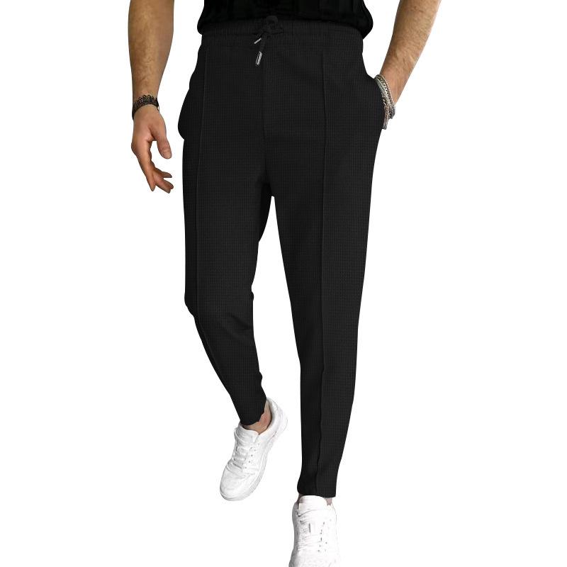 2023 Men's Waffle Drawstring Sports Casual Trousers - European and American Style