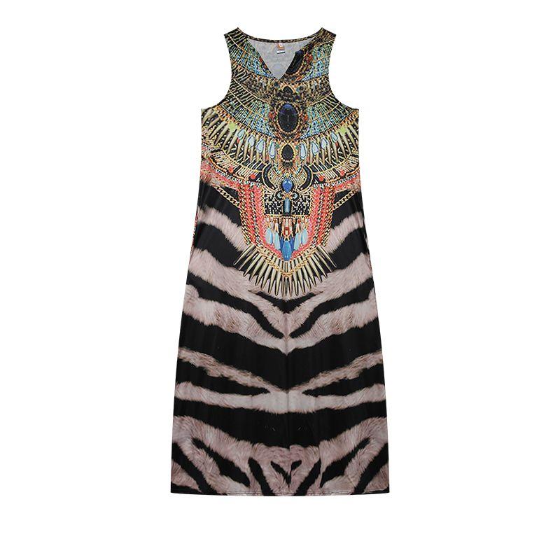 

Fashionable Leopard Print Sleeveless Tank Dress Feather Print Leopard print L