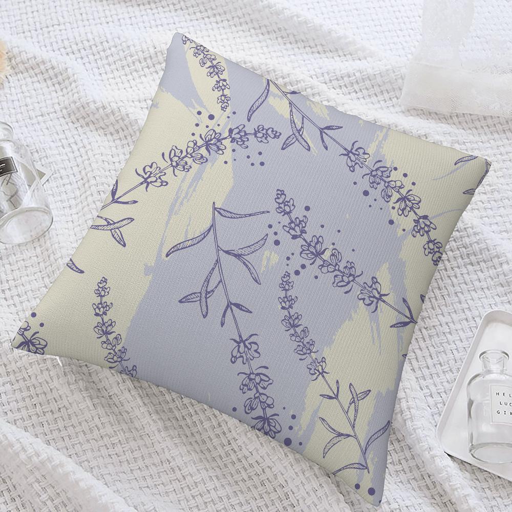 Lavender Flowers Pillow Case Sofa Decorative Home Double-sided Printing Short Plush Cushion Cover Throw Pillow Cover Gifts