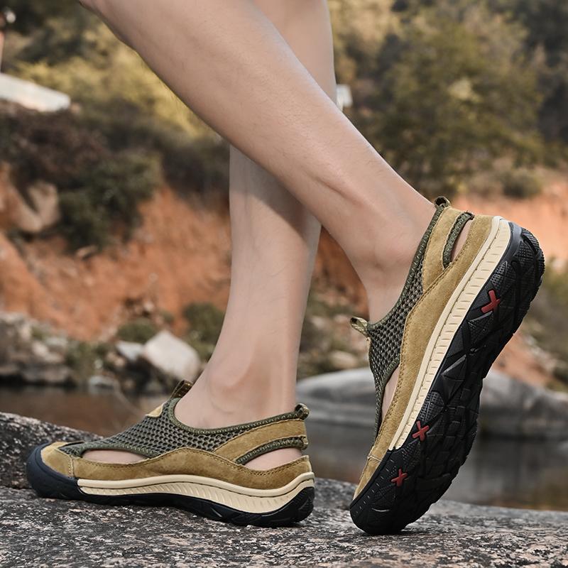 All-match Mesh Dress Shoes Summer Breathable Hollow Out Men Shoes Men Sneakers Soft Flats Hot Sale Summer Casual Walking Shoes