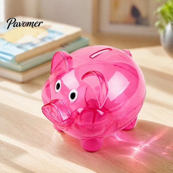 Plastik Sparschwein Unzerbrechlich für Kinder, Transparente Schweineform Bargeld Münz Geld Sparbehälter Bank, Kasten Kinderzimmer Schlafzimmer Dekor