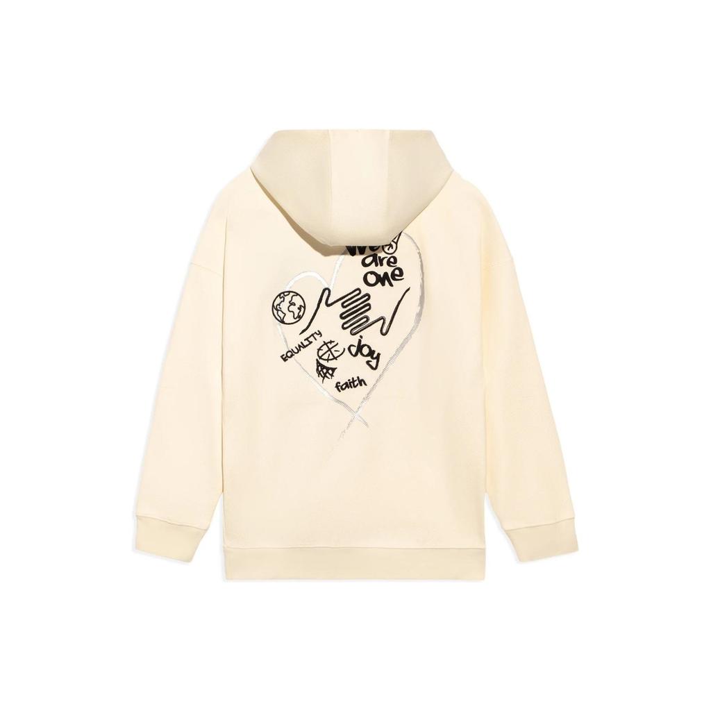 Li Ning Sweatshirts Unisex Ecru Hooded Moderate Regular AWDS113-7