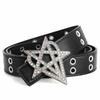 Punk Style Riveted Belt Men Women Y2K Inlaid Rhinestone Stars Buckle Bright Flash Gothic Air Eye Hollowed Vintage Waistband Belt