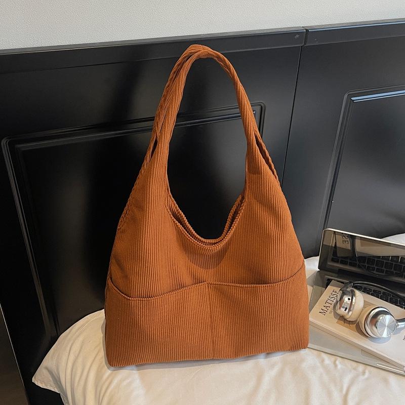 2025 Women's Retro Corduroy Tote: Large-Capacity, Single-Shoulder, Versatile Commuter Bag
