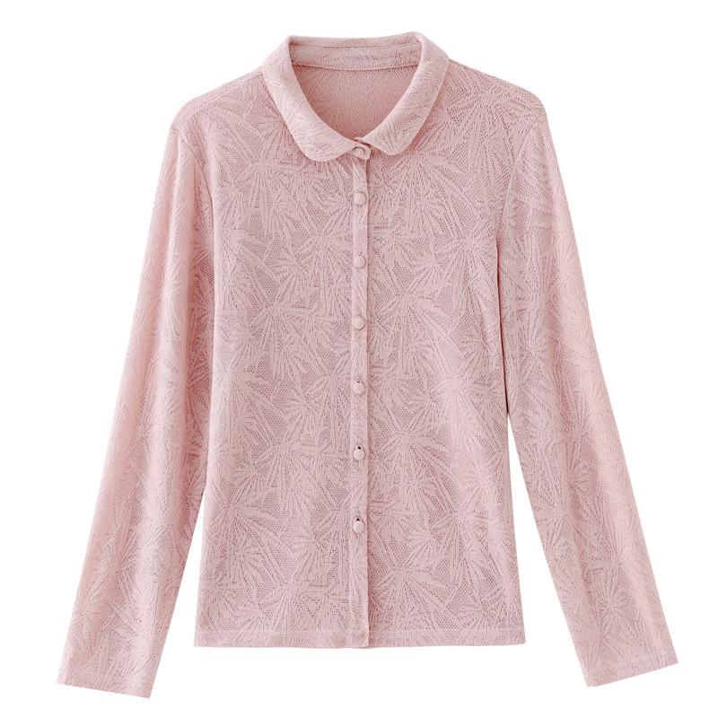 

Весенняя новая женская рубашка с лацканами, жаккардовая, свободная, с длинными рукавами, верхняя часть 3XL