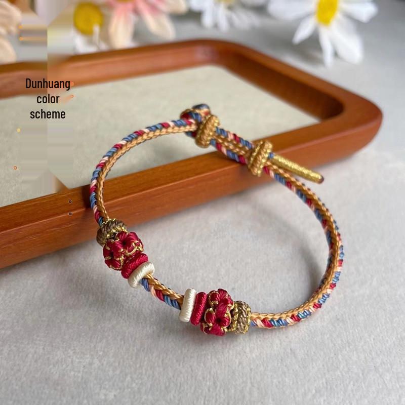 Dunhuang-Inspired Braided Bracelet: Handmade Rope, Ready for Lucky or Zodiac Beads