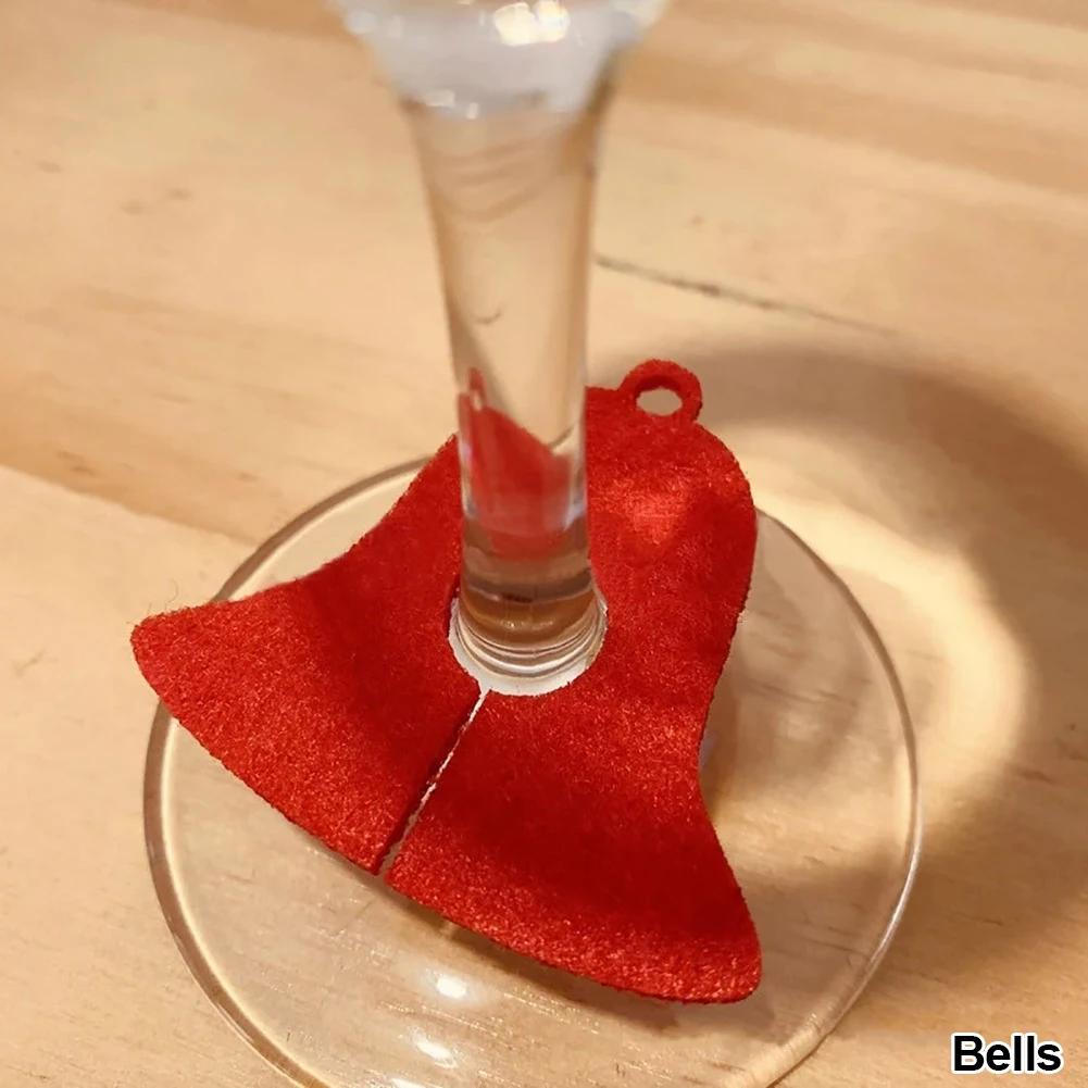 10pcs Felt Wine Cup Glass Ring Card Christmas Home Decoration Table Xmas New Year Eve Party Decoration Supplies Navidad Noel