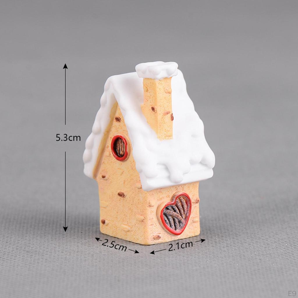 Mini Christmas Miniature Ornament Village House Figurines Xmas Hanging Figures Resin Statue for