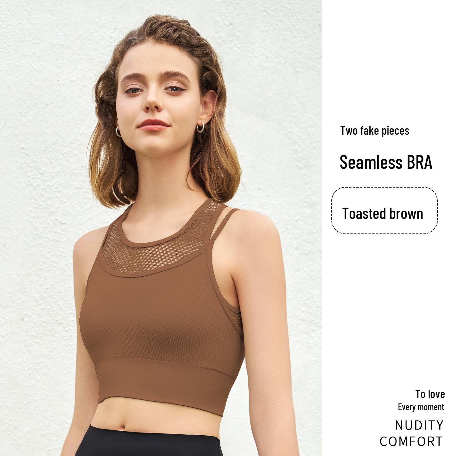 

Спортивный бюстгальтер KELICOPY: Влагоотводящий, Высокоэластичный, Вязаный топ с фиксированными чашками для йоги и фитнеса Medium