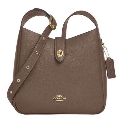 Sac à Bandoulière Hadley 25 Cuir Granulé Logo Métallique Moyen Sacs Femme Marron Foncé CW002-IMV2R