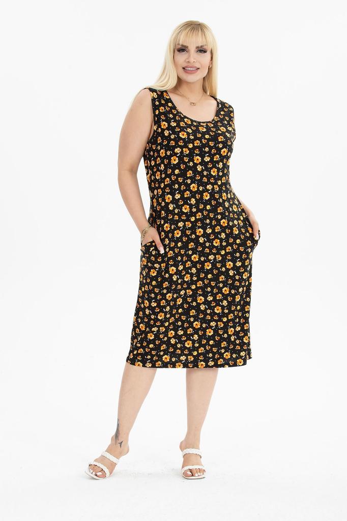 Women's Big Size Dress Summer Sleeveless Pocket Plus Size Dress 22C-2390