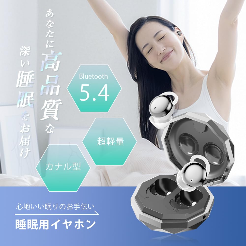Revolutionär bei Meisei Sleep Kabellose Ohrhörer für Bluetooth 24dB Mini Sound Bis zu 18 Stunden Musik IPX4 Automatisch Schwarz [Modell 2025,