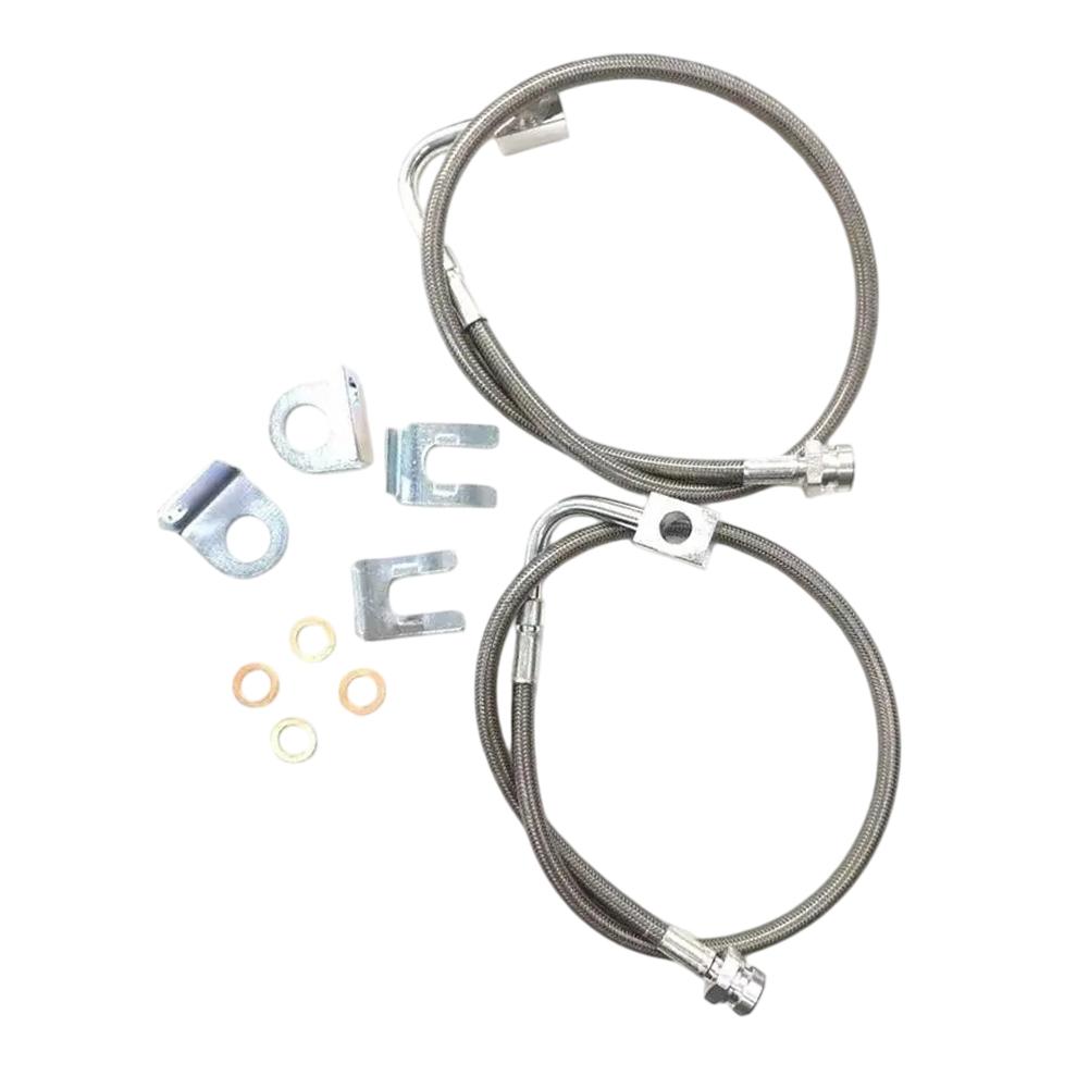 89708 Rear Brake Lines 2PCS Extended Braided- Stainless Steel Fit 4-6in Lift Jeep- Wrangler- JK 2007-2018 Replacement Parts Kit