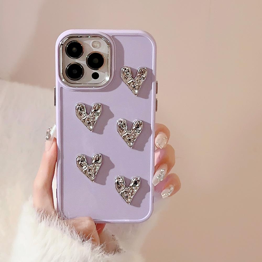 Electroplated Love iPhone 14 Case 13 Apple 12 Fold 11 Suitable for 15Pro Max Metal 13/Xs