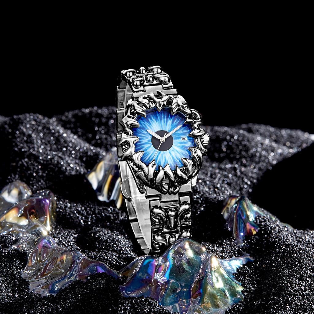 PINTIME Medieval Old Style Watch Men Creative Design Stainless Steel Waterpoof Unique Style Fashion Quartz Wrist Watch for Men