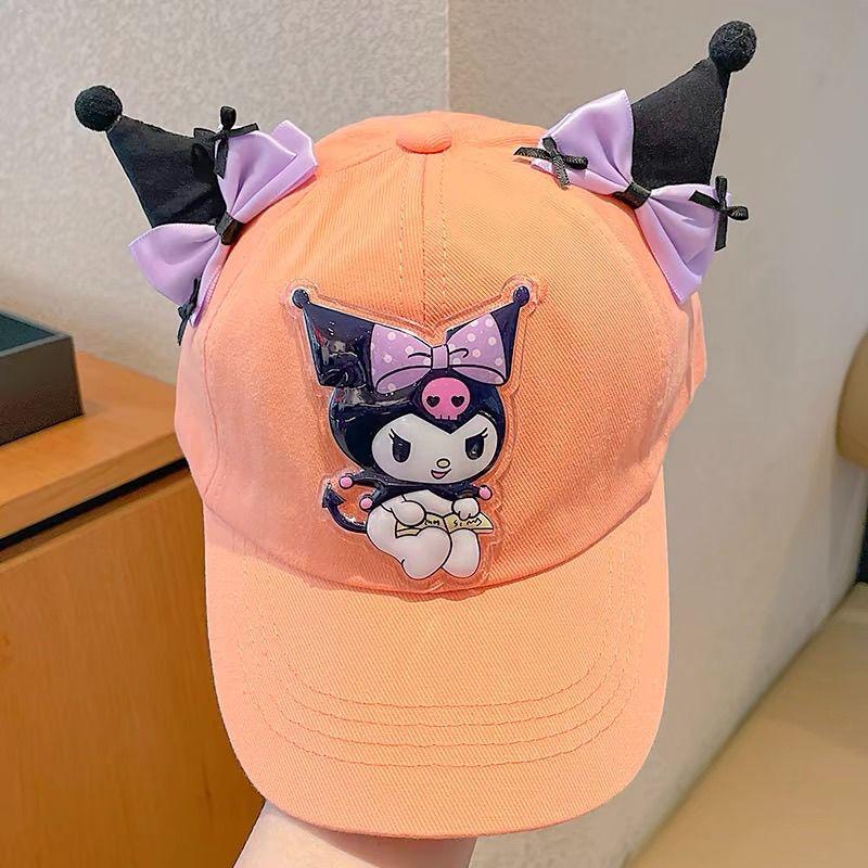 New Sanrio Kids Cartoon Kuromi Sun Hat Adjustable Baseball Cap Summer Anti-UV Breathable Outdoor Hat for Girls