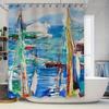 Watercolor Sailboat Shower Curtain Decorative Bath Linen Printing for Home Bathroom Decoration Waterproof Fabric 72''x84'' (Bl