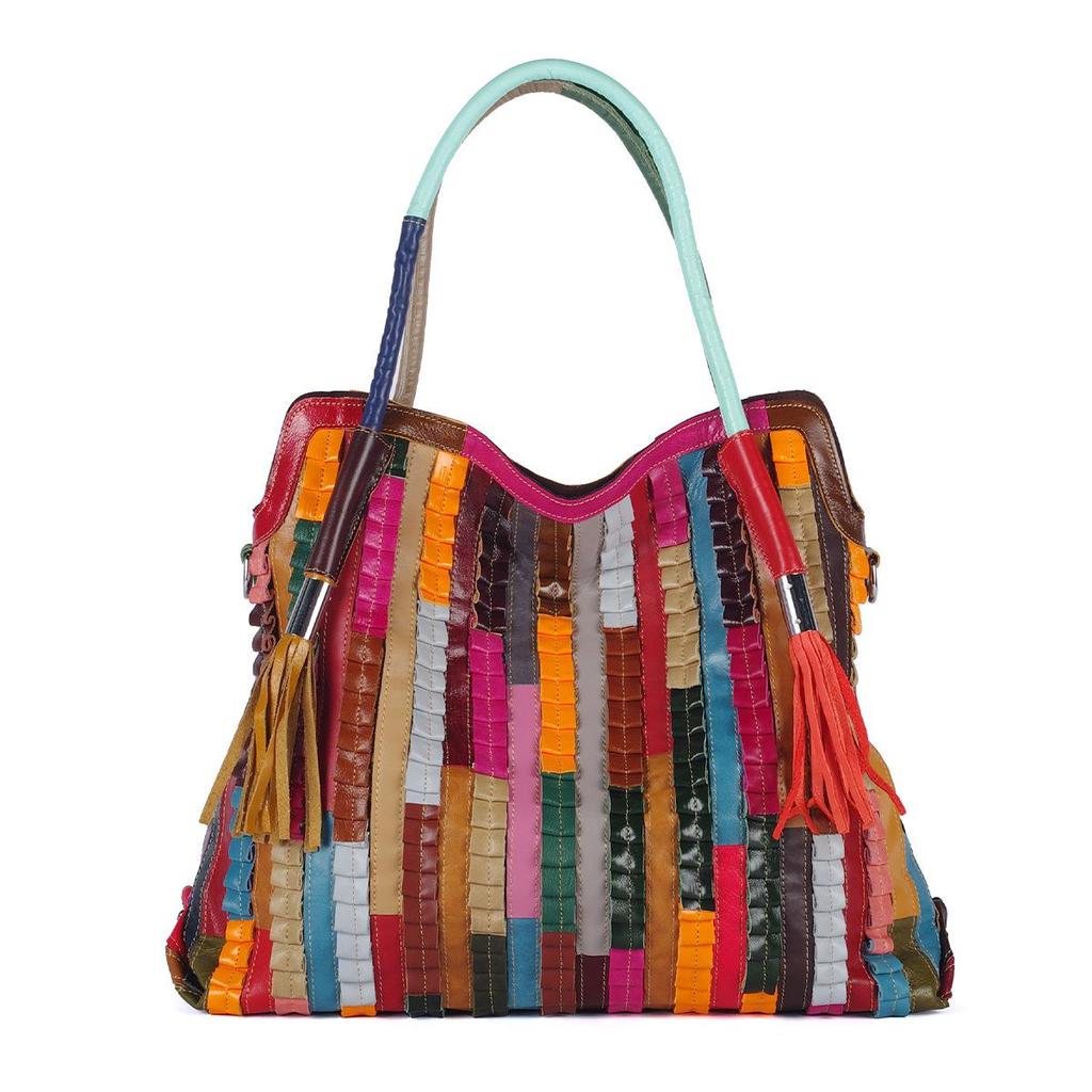Genuine Leather Women's Bohemian Snake Print Crossbody Shoulder Bag - New Colorful Design