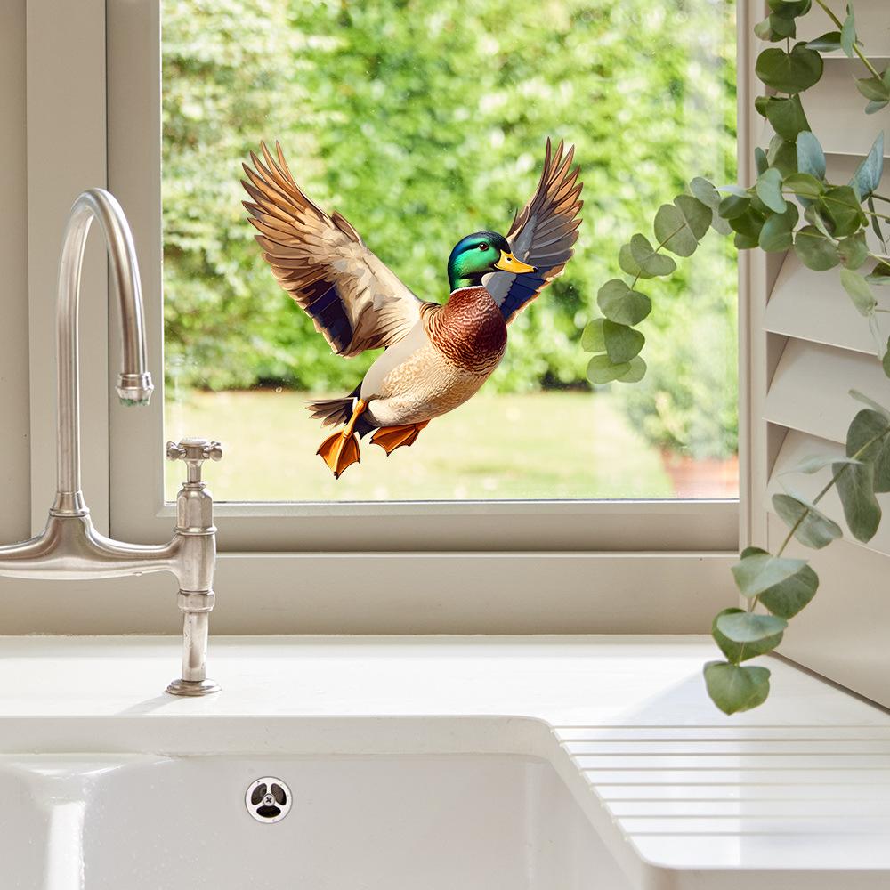 Painted Green-headed Duck Balcony Glass Window Beautification and Decoration Electrostatic Uv Window Stickers