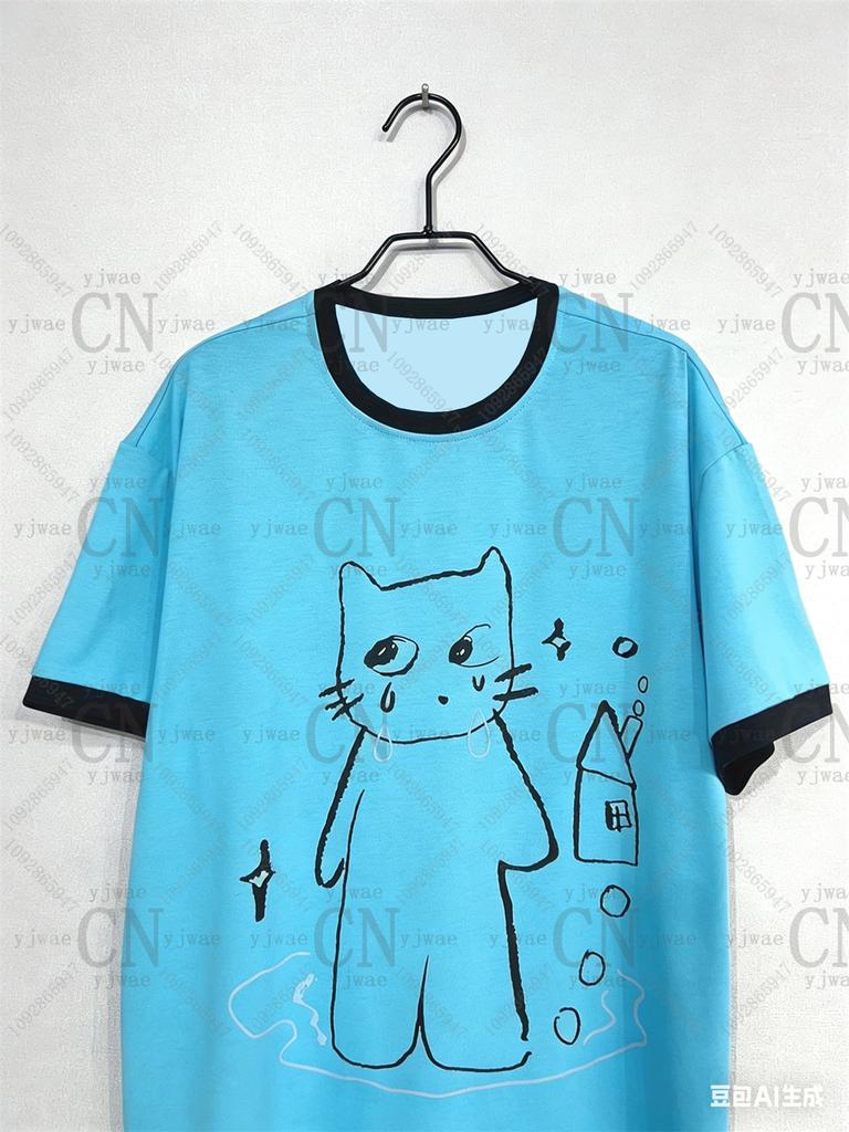 2026 Damen Y2k Retro Koreanische Mode T-Shirt Schnitt Katze Grafik Kurzärmelig Modisch Streetwear Sommer Herren Damen T-Shirts