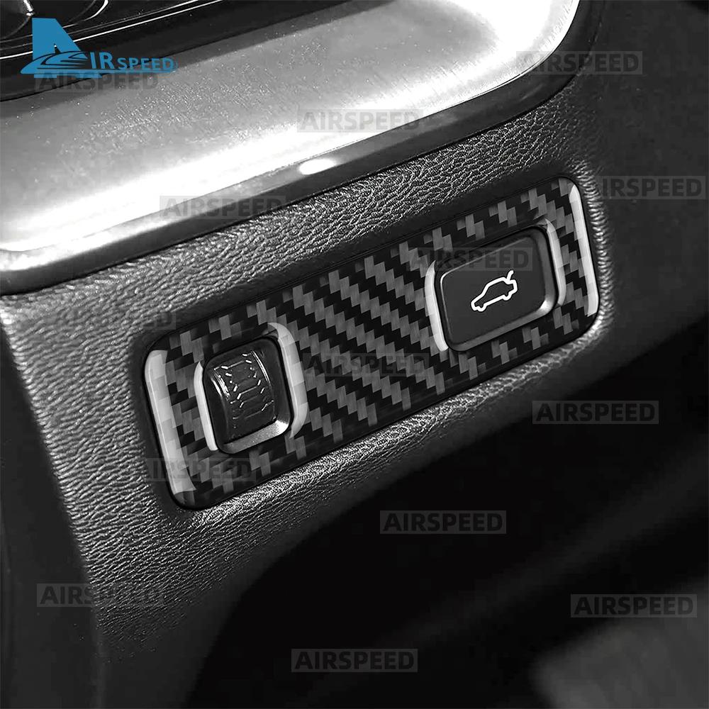 For Volvo V60 S60 XC60 XC90 2015 2018 2019-2021 Car Headlight Button Frame Sticker Interior Trim Soft Carbon Fiber Accessories