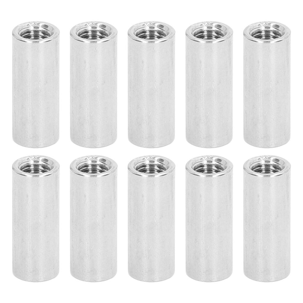 10 Pcs Round Connector Nut M8x1.25 L30mm Stainless Steel Coupling Nuts Threaded Sleeve Rod Kit