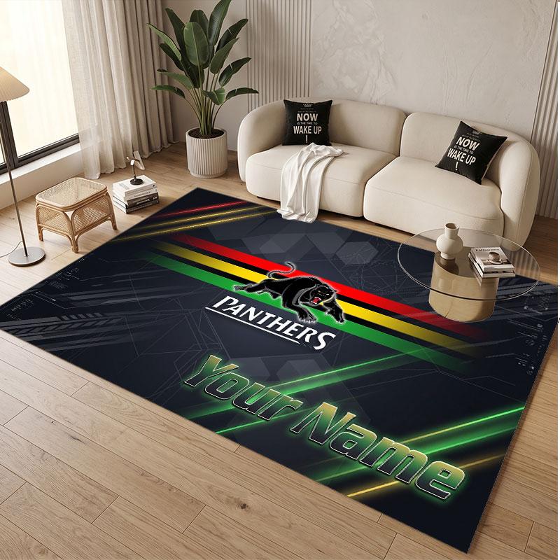 Custom Rug Penrith Panthers Pattern Print Name Text Soft Non‑Slip Floor Carpet for Home Indoor Decoration