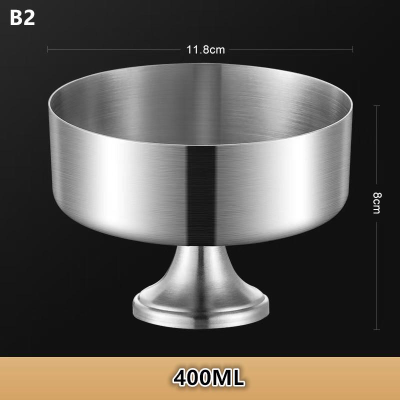 Edelstahl Dessertbecher Puddingbecher Luxus Eisbecher Hoher Fuß Joghurt Dessertbecher Servierteller Obstschale Kuchenplatte
