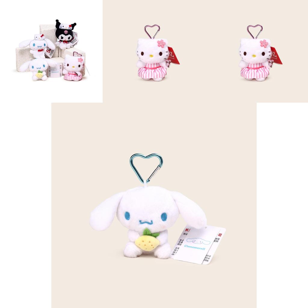 Cinnamoroll Kuromi Character Plush Keychain With Heartshaped Cherry Blossom Hello Kitty For School Bag Gift