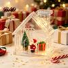 DIY Holiday Decoration Kit Clear Acrylic House Ornament, Fillable Christmas with Light, Refillable Ornament for Figurines Rechargeable Lighted