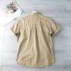 Summer Pure Cotton Work Shirt Men's Casual Versatile Washed Multi-pocket Top
