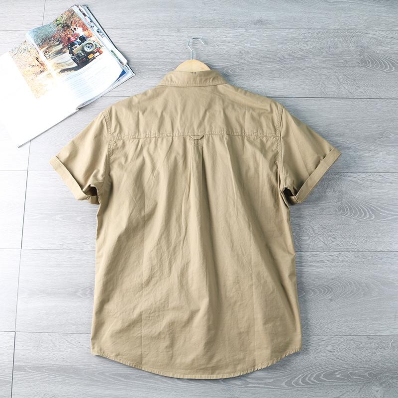 Summer Pure Cotton Work Shirt Men's Casual Versatile Washed Multi-pocket Top